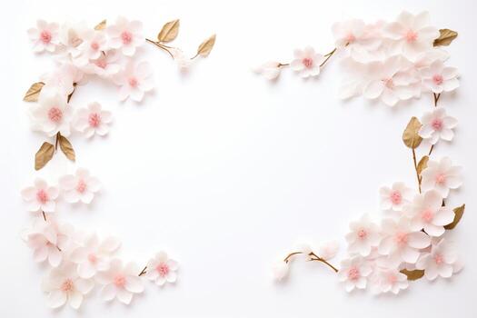 AI Generated flowers on white with copy space photo