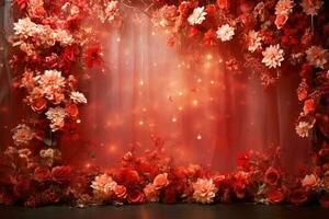 AI Generated flowers on dark background with copy space photo