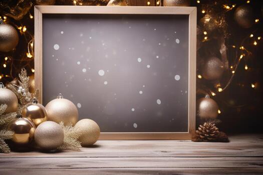 AI Generated Christmas Background with Baubles and copy space photo