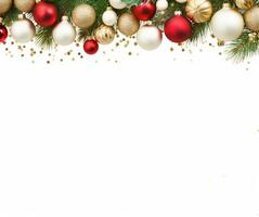 AI Generated Christmas Background with Baubles and copy space photo