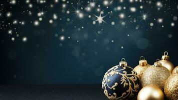 AI Generated Christmas Background with Baubles and copy space photo