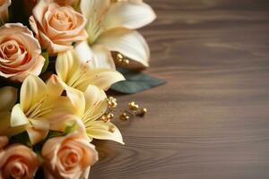 AI Generated Elegant Flower Background with Copy Space photo