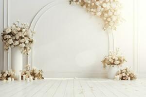 AI Generated wedding arch with flowers photo