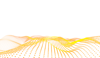 3d resumen digital tecnología Amarillo naranja ligero partículas ola png