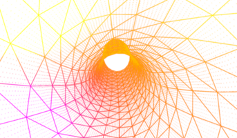 3D abstract digital technology yellow-orange light particles png