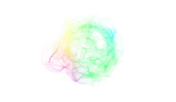 3D abstract digital technology multicolored light particles wave png