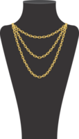 Gold chain necklace on black display png