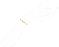 Gold chain bracelet  on  hand PNG