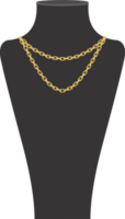 Gold chain necklace on black display png