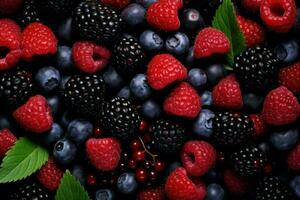 Nutritious Berries red fruits mix. Generate Ai photo