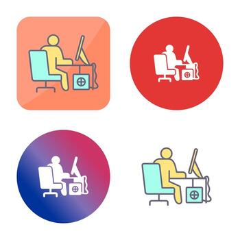 icono de vector de trabajador de computadora