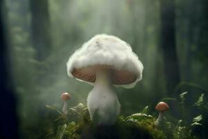 White cloud mushroom fantasy. Generate ai photo