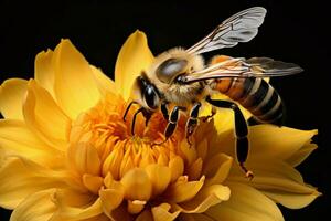 minuto abeja de cerca. generar ai foto