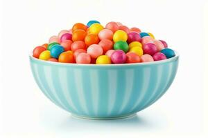 Glossy Bowl colorful candies. Generate Ai photo