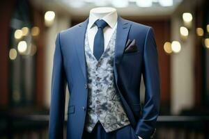 Suave Elegant men formal suit floated. Generate Ai photo