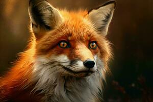 Imaginative Fox closeup digital art. Generate Ai photo