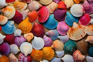 Iridescent Colorful seashell. Generate Ai photo