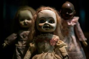 Dolls scary creepy toys. Generate Ai photo