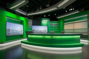 News television broadcasting studio. Generate ai photo