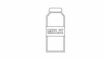 animiert skizzieren von ein Flasche von Milch Symbol video