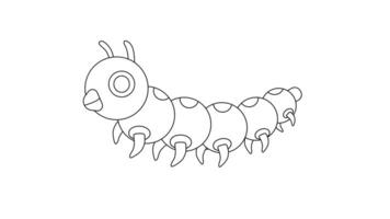 animated sketch of a caterpillar icon video