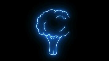 Animated broccoli icon with neon effect video