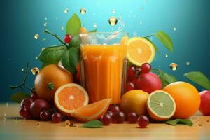 Vibrant Fresh 3d juice glass. Generate Ai photo