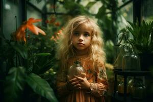 Ornamental Botanic plants child. Generate Ai photo