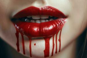 Lips red lipstick. Generate ai photo