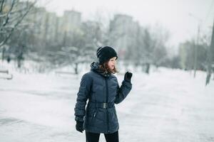 Teen girl froze. photo