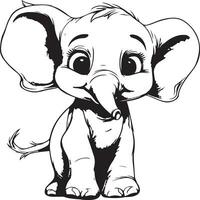 baby elephant coloring page vector