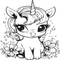 unicornio bebe para colorear vector