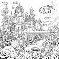 Coral City coloring page vector