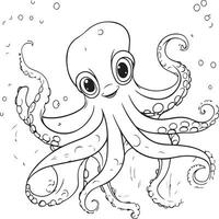 cute octopus coloring page vector