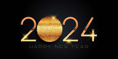 glittery gold elegant Happy New Year banner design vector