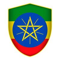 Ethiopia flag in shield shape. Vector illustration.