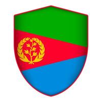 Eritrea flag in shield shape. Vector illustration.