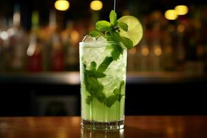 un mojito cóctel con un Lima guarnación. ai generativo foto