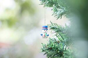 Snow man dall for Christmas decoration background photo