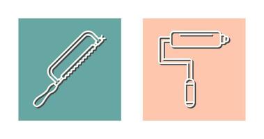 Hacksaw and Paint Roller Icon vector