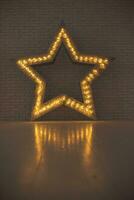 lamps on the star beam. Luminous lamps. Christmas decor. photo