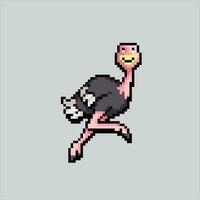 Pixel art illustration Ostrich. Pixelated Ostrich. Ostrich bird pixelated for the pixel art game and icon for website and video game. old school retro. vector