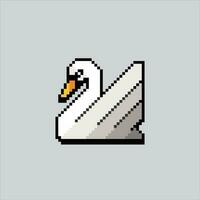 Pixel art illustration Swan. Pixelated Swan. Swan pixelated for the pixel art game and icon for website and video game. old school retro. vector