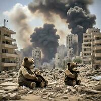 muy violento aéreo bombardeo en gaza Palestina por ai generado foto