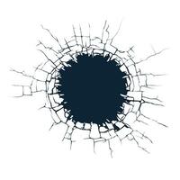 Image of a circular hole with cracks in the concrete vector