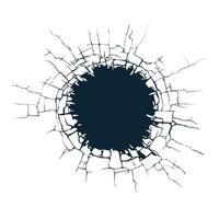 Image of a circular hole with cracks in the concrete vector