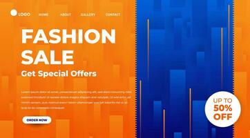 Landscape Social media banner template fashion sale with elegant yellow design. Gradient abstract banner. Template for landing page design or website background vector