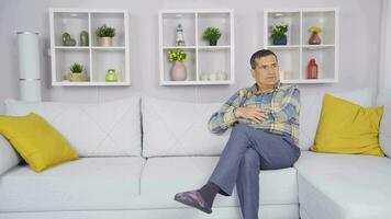 The old man waiting helplessly at home. No one is coming and he is alone. video