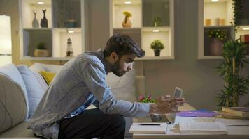 Man encountering problem on laptop. The man is angry and trying to figure it out. video