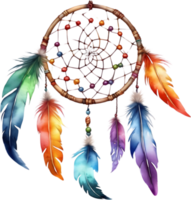 Watercolor Dream Catcher. AI-Generated. png